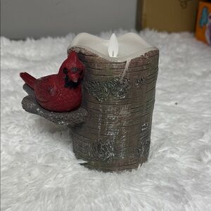 Rustic Cardinal  faux wax Candle Holder